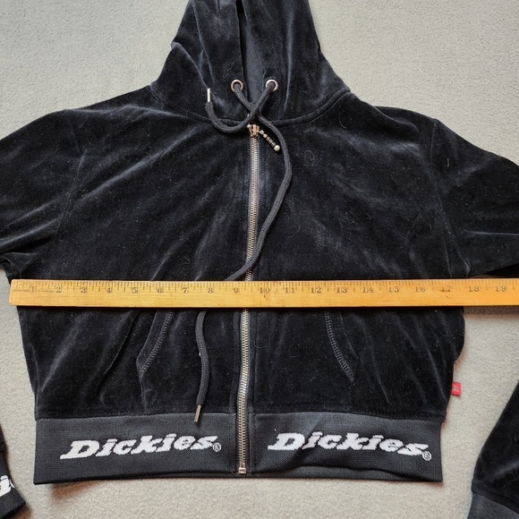Dickies Velour Cropped Zip Jacket Hoodie Sz Med - Picture 10 of 10